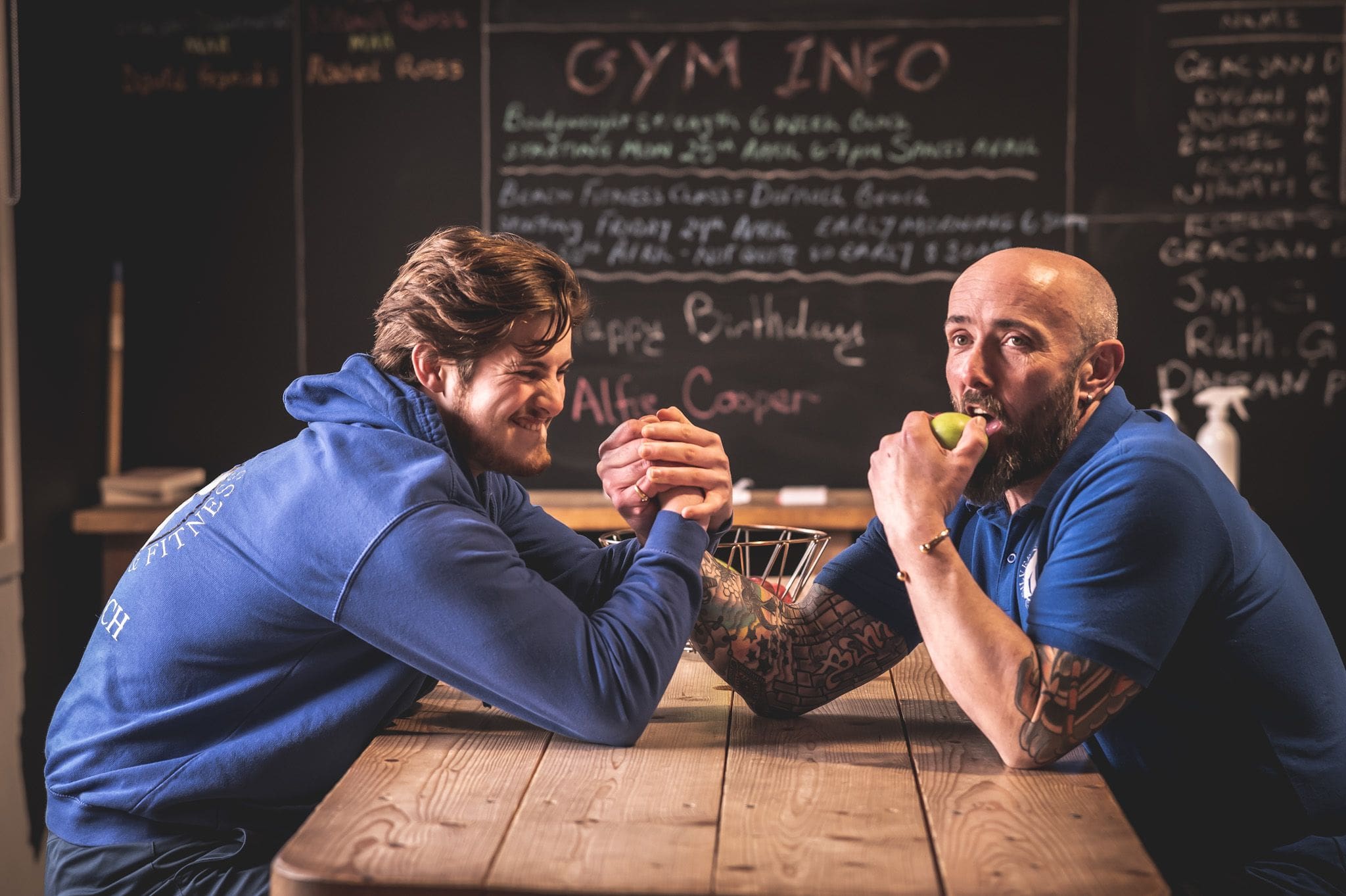 Jim and Ben with the apple
